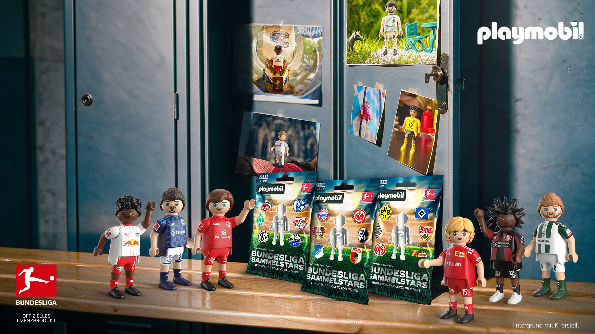 Offizielles Pressebild der drei Playmobil Blind Packs mit Sammelfiguren aus der Männer-Bundesliga