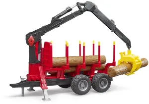 Produktbild von Bruder 2252 Rückeanhänger mit Ladekran, 4 Baumstämmen und Holzgreifer