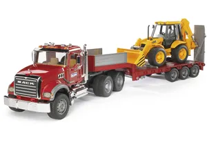 Produktbild von Bruder 2813 MACK Granite LKW mit Tieflader und JCB 4CX Baggerlader