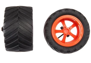 Carrera Bits and pieces 2 Vorderreifen mit Felgen+ Radaufhängung für Carrera SUV, orange (181056)