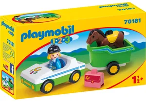 Produktbild von Playmobil 70181 1-2-3   PKW mit Pferdeanhänger
