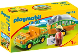 Produktbild von Playmobil 70182 1-2-3   Zoofahrzeug mit Nashorn