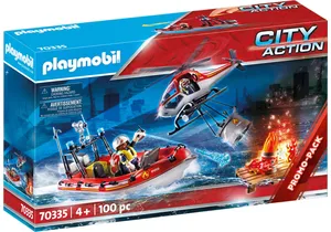 Produktbild von Playmobil 70335  City Action  Promo Pack Feuerwehreinsatz Heli und Boot