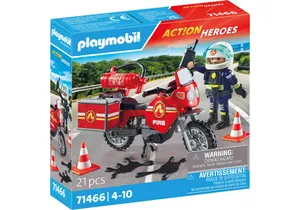 Playmobil 71466 Action Heroes Feuerwehrmotorrad am Unfallort