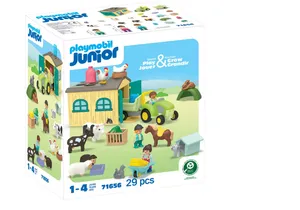 Produktbild von Playmobil 71656 Junior   Bauernhof-Abenteuer mit Traktor, Anhänger und tierischen