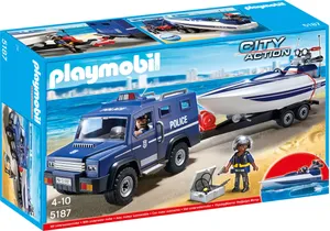 Produktbild von Playmobil 5187  City Action  Polizei-Truck mit Speedboot