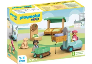 Produktbild von Playmobil 71137 1-2-3   Bio-Marktstand & Gabelstapler
