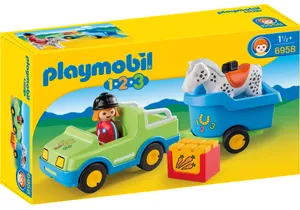 Produktbild von Playmobil 6958 1-2-3   PKW mit Pferdeanhänger