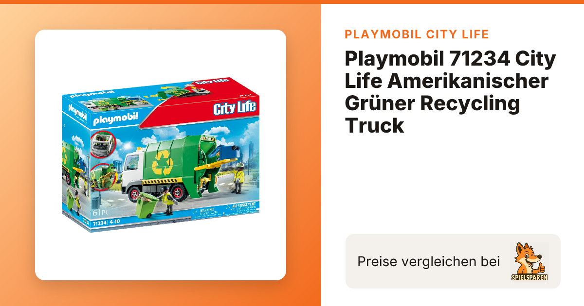 Playmobil 71234 City Life Amerikanischer Grüner Recycling Truck